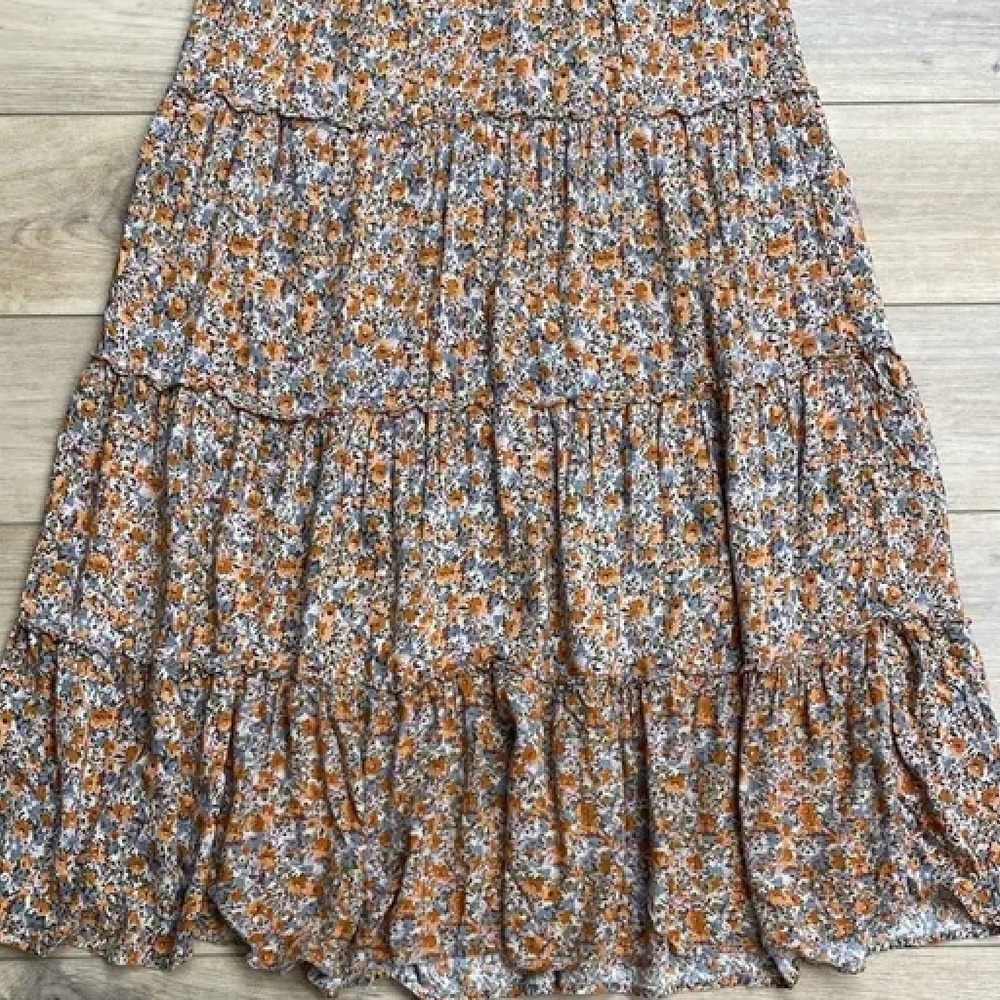 NATURAL LIFE Blue and Orange Mixed Floral Maxi Dress - Picture 5 of 9